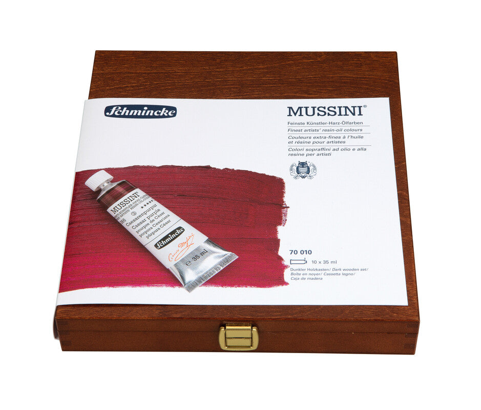 Schmincke MUSSINI olieverf in houten kist, 10 × 35 ml