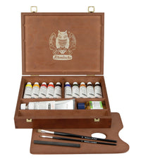Schmincke MUSSINI olieverf in houten kist, 10 × 35 ml + wit 150 ml