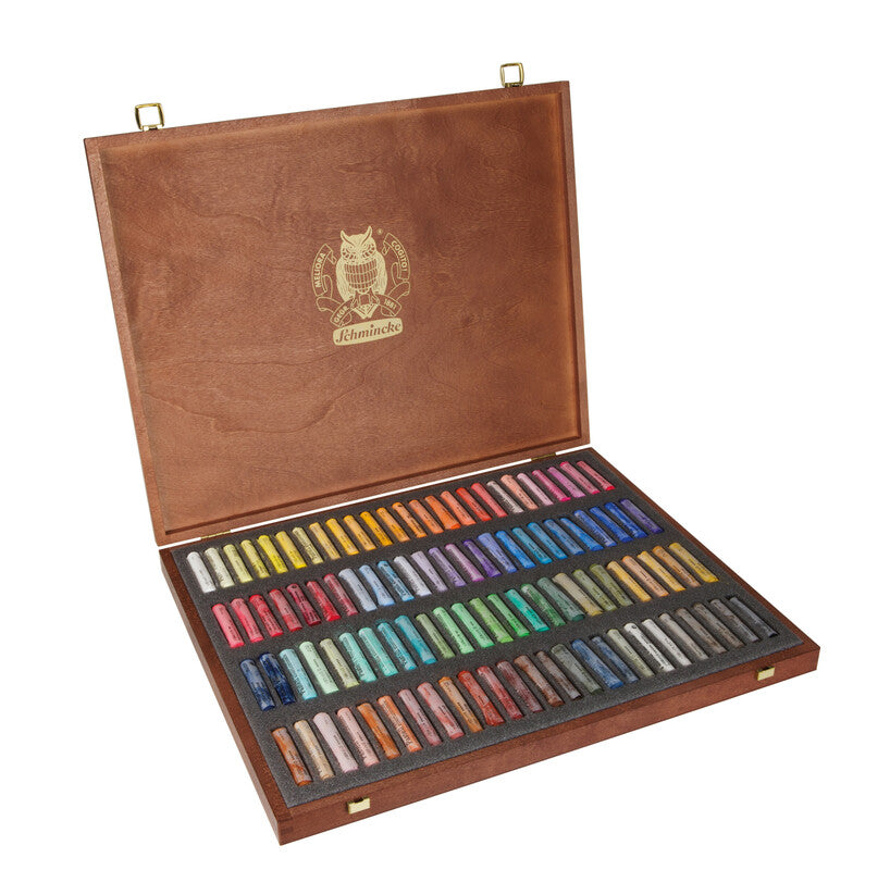 Schmincke pastelkrijt in houten kist, 100 stuks