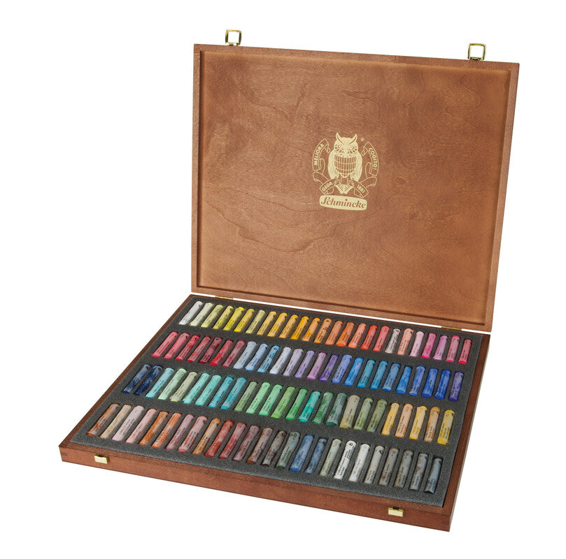 Schmincke pastelkrijt in houten kist, 100 stuks