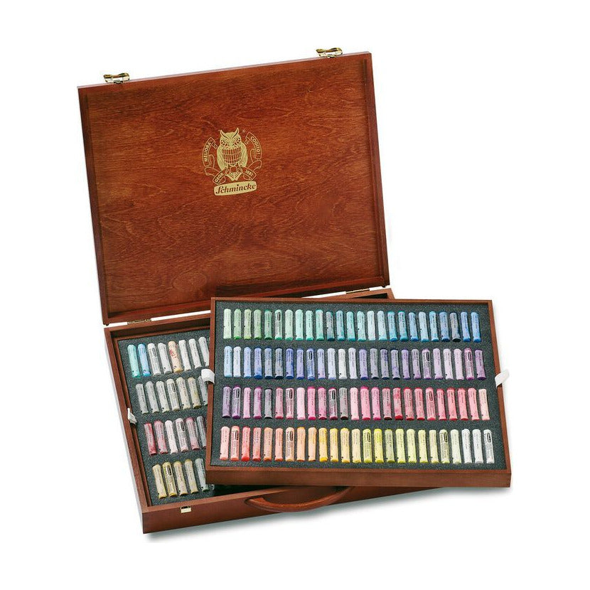 Schmincke pastelkrijt in houten kist, 200 stuks