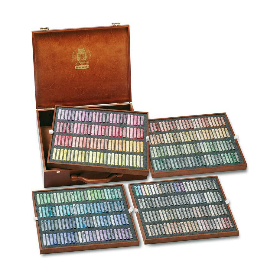 Schmincke pastelkrijt in houten kist, 400 stuks