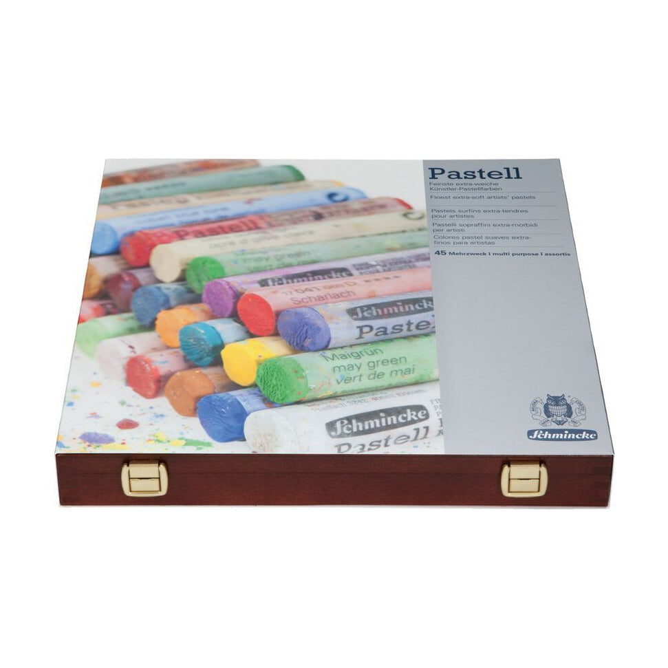 Schmincke pastelkrijt in houten kist, 45 stuks assorti