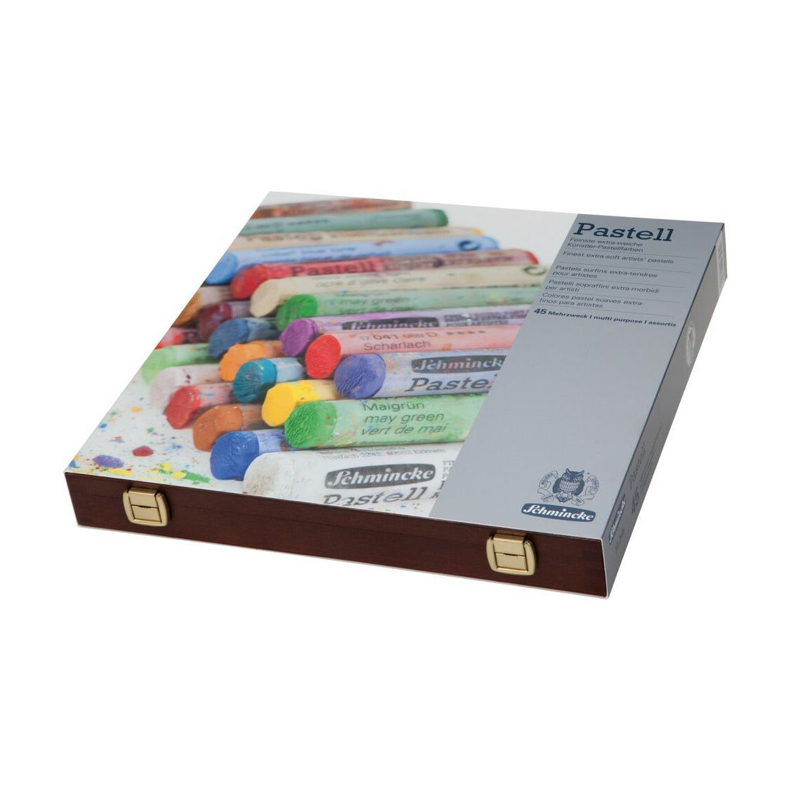 Schmincke pastelkrijt in houten kist, 45 stuks assorti