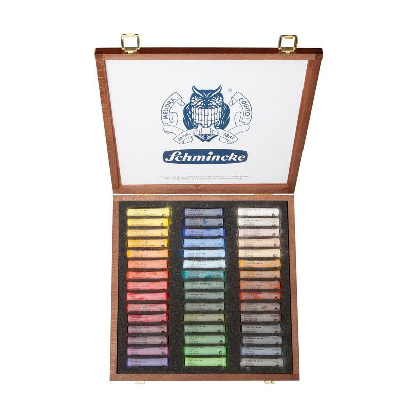 Schmincke pastelkrijt in houten kist, 45 stuks assorti