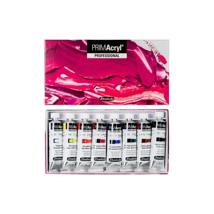 Schmincke PRIMAcryl Professional Acrylic Paints, Set of 8 x 35 ml