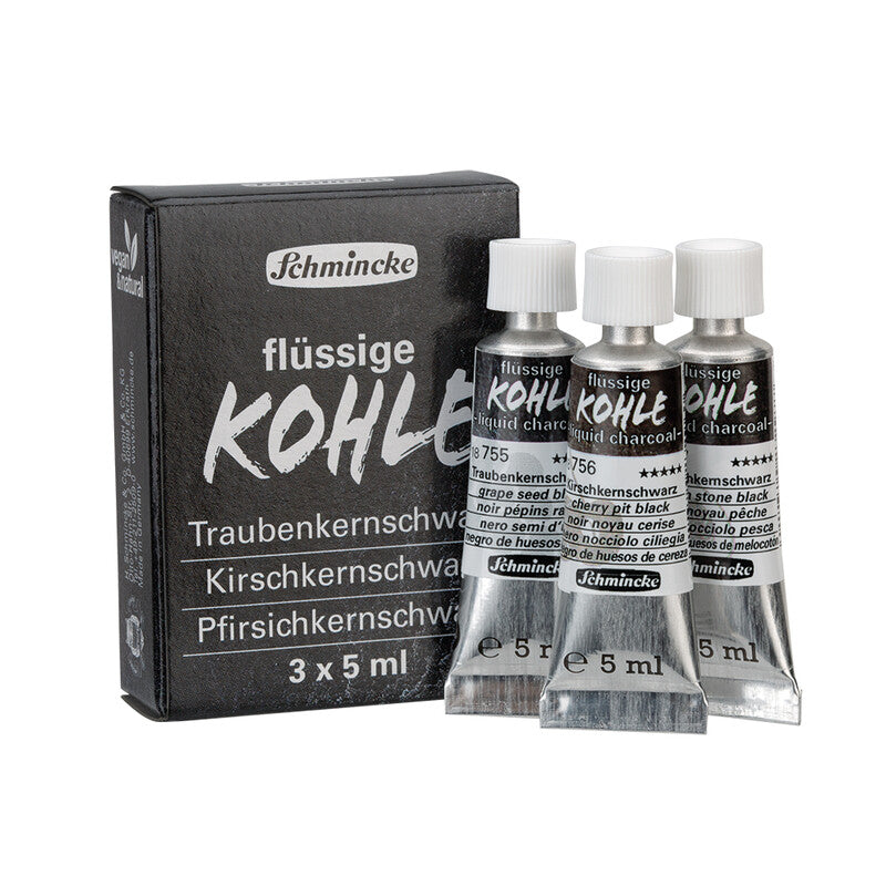 Schmincke Trio Liquid Charcoal vloeibare houtskool