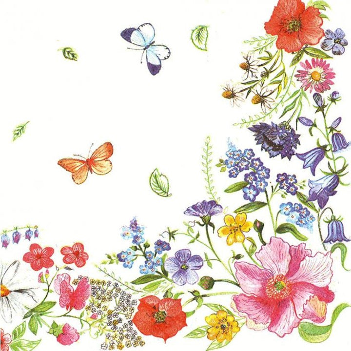 Nassau decoupageservet Blossom Border, 33 × 33 cm