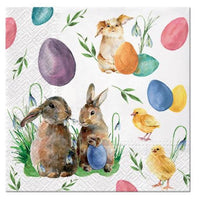 Decoupageservet Bunnies with Chicken 33 × 33 cm