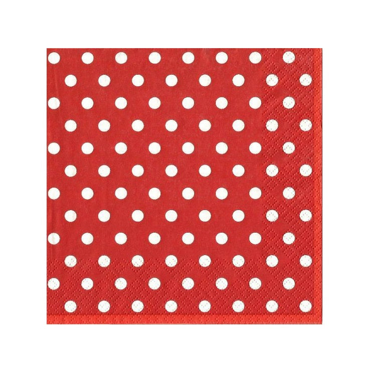 Decoupageservet rood met stippen 33 × 33 cm
