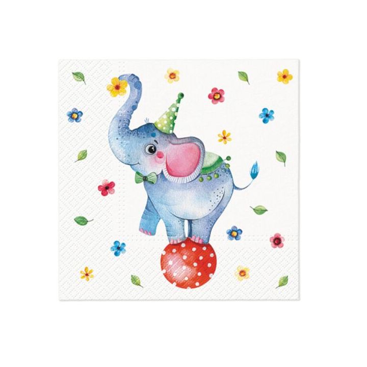 Nassau decoupageservet Circus Elephant, 33 × 33 cm