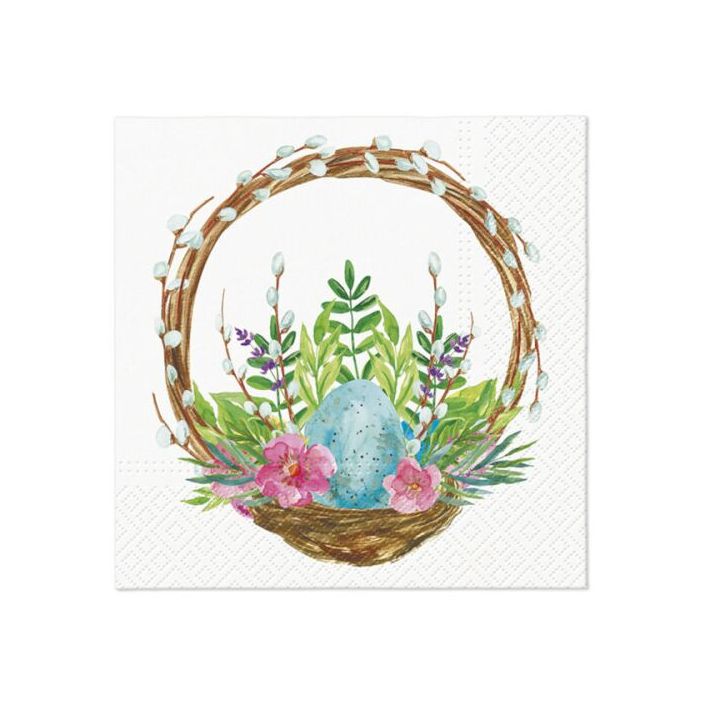 Decoupageservet Easter basket catkins 33 × 33 cm