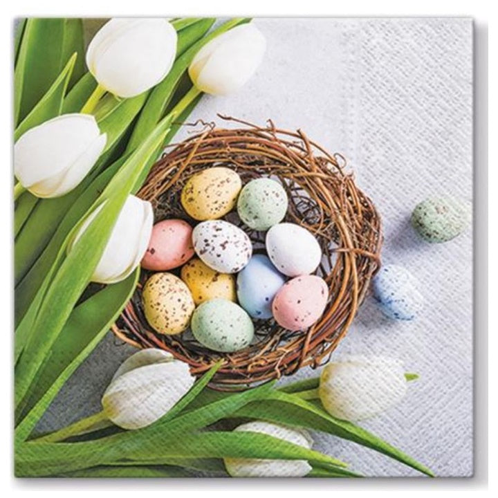 Servet voor decoupage Nassau eieren en tulpen, 33 × 33 cm