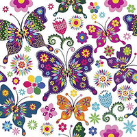 Decoupageservet Kleurrijke vlinders 33 × 33 cm