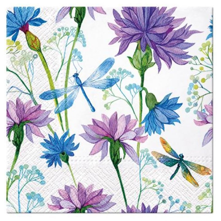 Decoupageservet Flower with Dragonfly 33 × 33 cm
