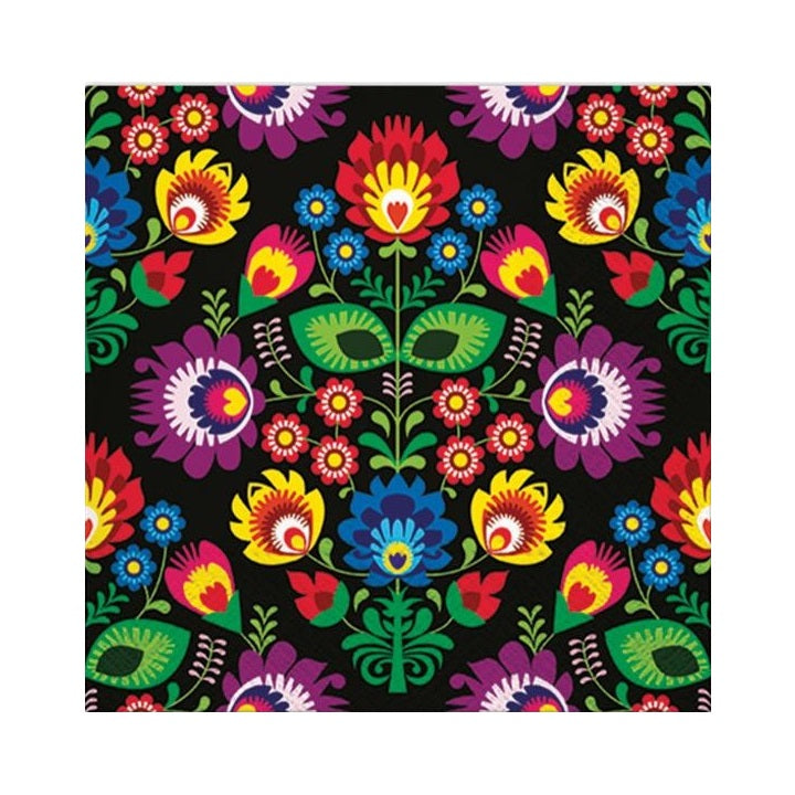 Decoupageservet Folky Style Black 33 × 33 cm
