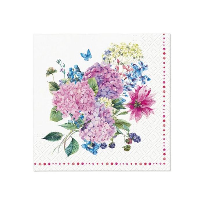 Nassau decoupageservet Hydrangea Bouquet 33 × 33 cm