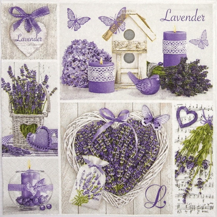 Nassau decoupageservet Lavender Collage 33 × 33 cm