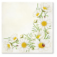 Decoupageservet lieveheersbeestje op margriet – 33 × 33 cm
