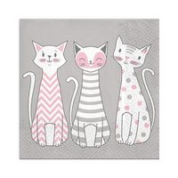 Decoupageservet katten – 33 × 33 cm