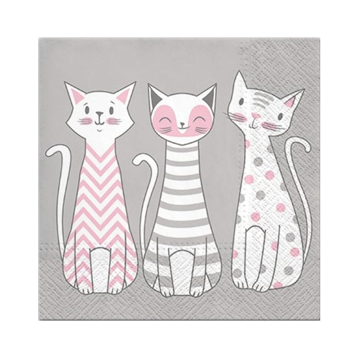 Decoupageservet katten – 33 × 33 cm