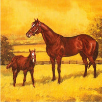 Decoupageservet Mare with a Colt Painting – 33 × 33 cm