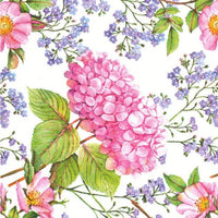 Decoupageservet Pink Hydrangea and Forget-Me-Not Flowers