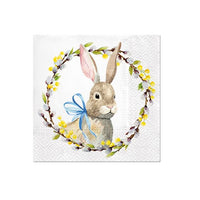 Decoupageservet Rabbit with Catkins, 33 × 33 cm