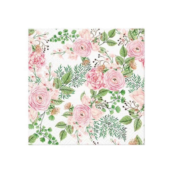 Decoupageservet Rose hip flowers, 33 × 33 cm