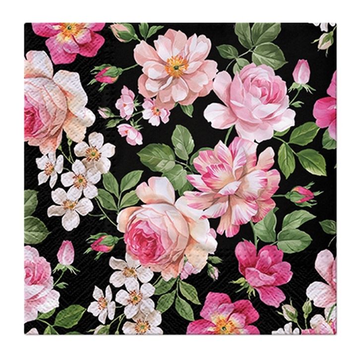 Decoupageservet Roses Glory Black, 33 × 33 cm