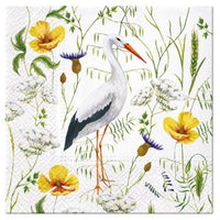 Decoupageservet Stork in Grassland 33 × 33 cm