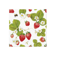 Nassau decoupageservet Strawberries with Bees 33 × 33 cm