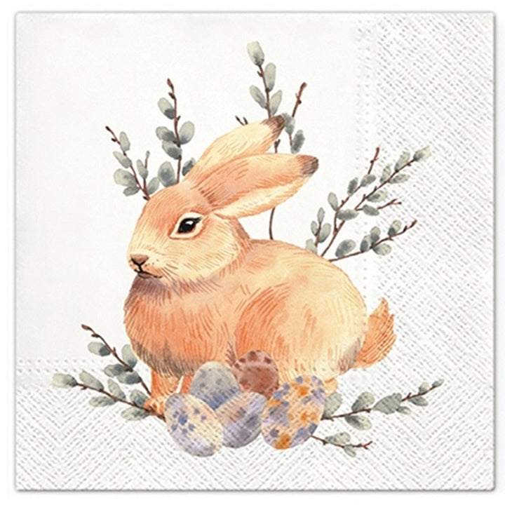 Decoupageservet Watercolor Bunny, 33 × 33 cm