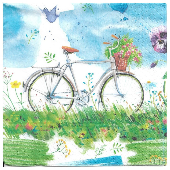 Decoupageservet Watercolour Bicycle 33 × 33 cm