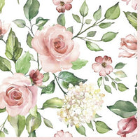 Decoupageservet Watercolour Roses with Hydrangea 33 × 33 cm