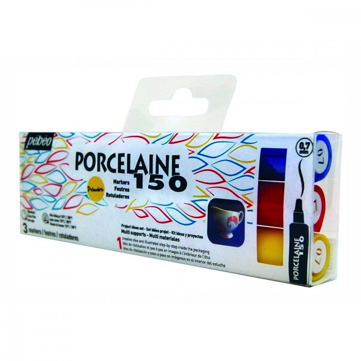 Pébéo Porcelaine 150 porseleinstiftenset Primary Fine, 3 × 0,7 mm