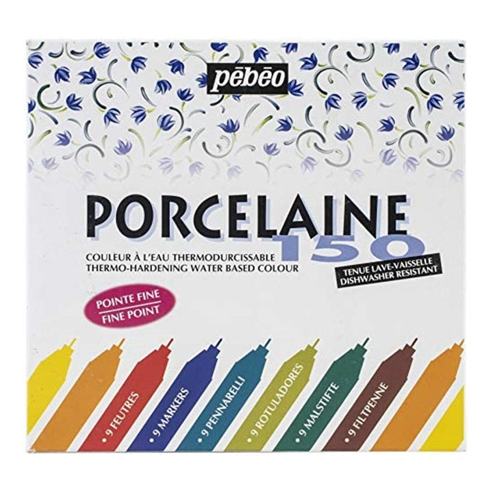 Pébéo Porcelaine 150 porseleinstiften Fine, set van 9