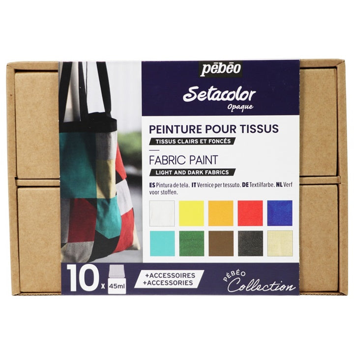 Pébéo Setacolor Opaque textielverf, set van 10 × 45 ml