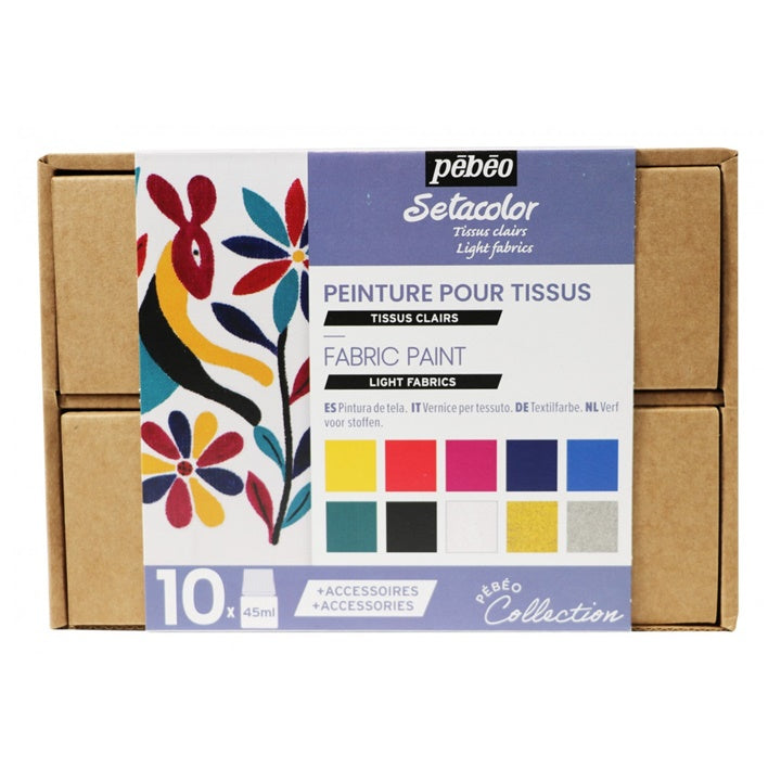 Pébéo Setacolor Opaque textielverfset 10 × 45 ml, licht textiel