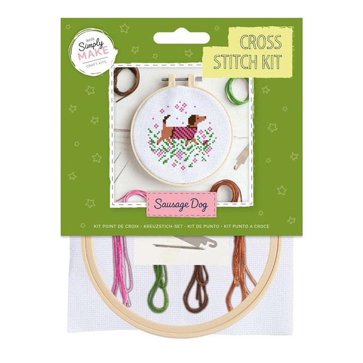 Borduurset Teckel in trui met ring Ø 12,5 cm – DP Craft