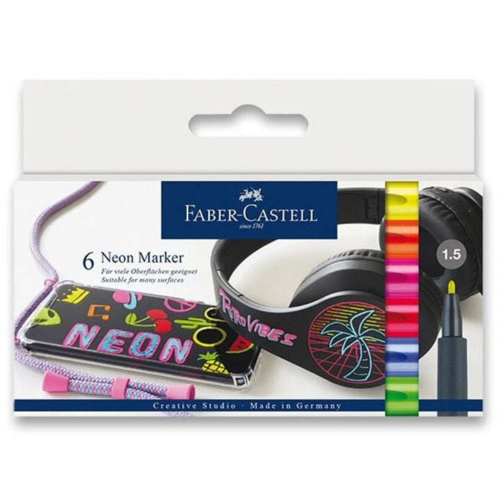 Faber-Castell neon viltstiften, set van 6