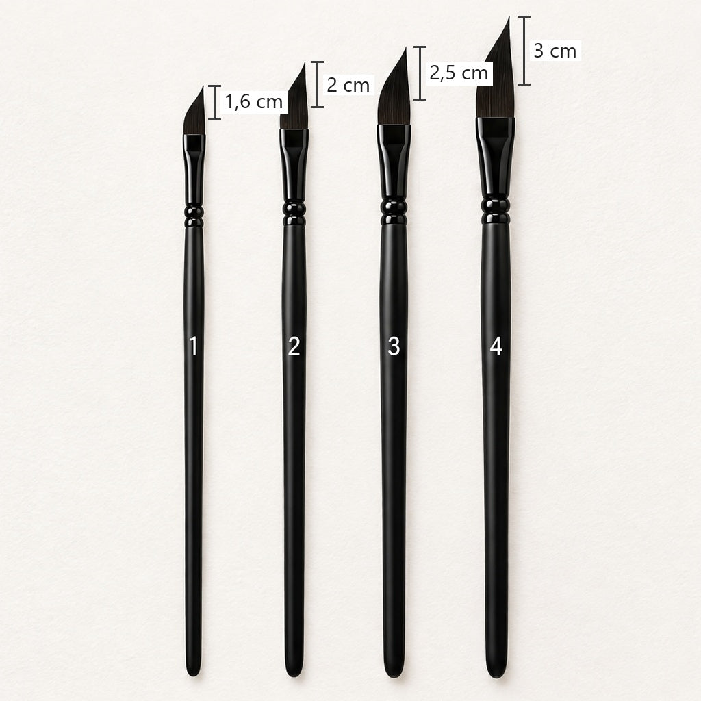 Schuin aquarelpenseel sword liner – maat 1–4 – afbeelding 2