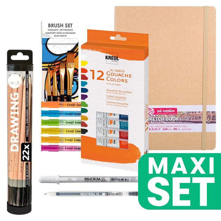 ARTMIE Art-journalset met gouache, A4-schetsblok en pennen