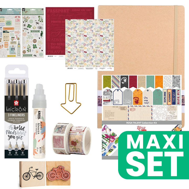 Bullet journalset voor reizigers met notitieboek A4 en stickers
