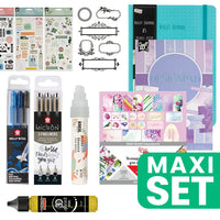 Bullet journalset koele tinten met gestippeld notitieboek A5