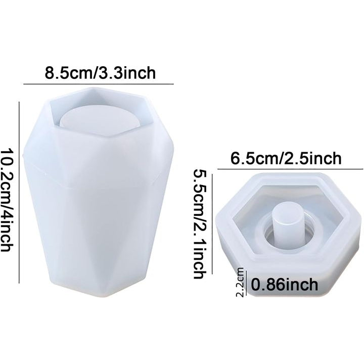 Siliconen gietvorm voor zeepdispenser, zeshoekig, 10,2 cm – afbeelding 2