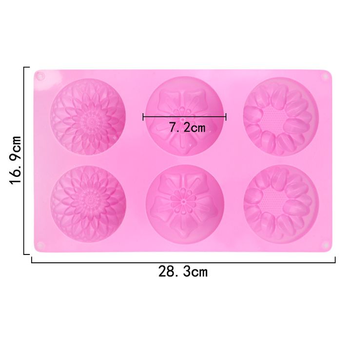 Siliconen gietvorm bloemen, 6 vormen, Ø 7,2 cm – afbeelding 2