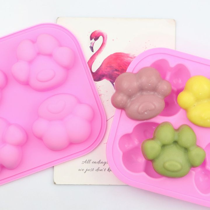 Siliconen gietvorm dierenpootjes, 4 vormen, roze