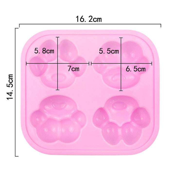 Siliconen gietvorm dierenpootjes, 4 vormen, roze – afbeelding 2
