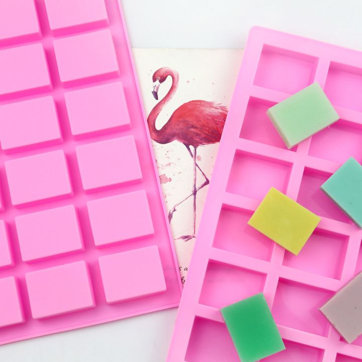 Siliconen gietvorm blokjes, 24 vakjes, roze